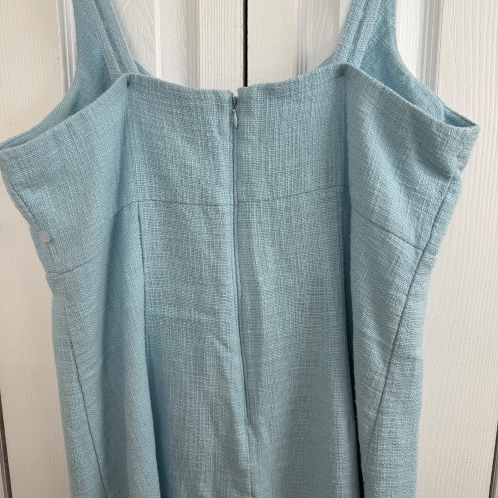 Abercrombie & Fitch Light Blue Tweed Mini Dress Sleeveless Scoop Neck XLT Tall - Picture 8 of 10